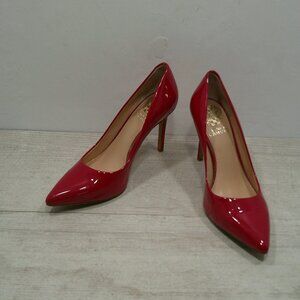 Sexy Sleek Vince Camuto Patent Leather Red Savilla Pointed-toe Pump Size 6M